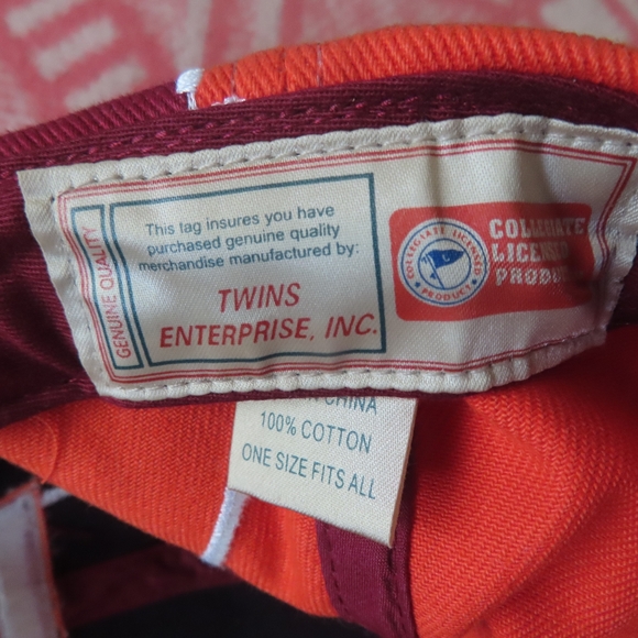 NCAA Twins Enterprise Virginia Tech Mens Hat Cap One Size Adjustable velcro - Picture 7 of 7